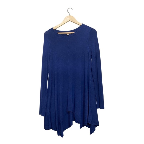 Eileen Fisher Tops - Eileen Fisher Womens Blue Viscose Blend Handkerchief Hem‎ Tunic Sweater Size S